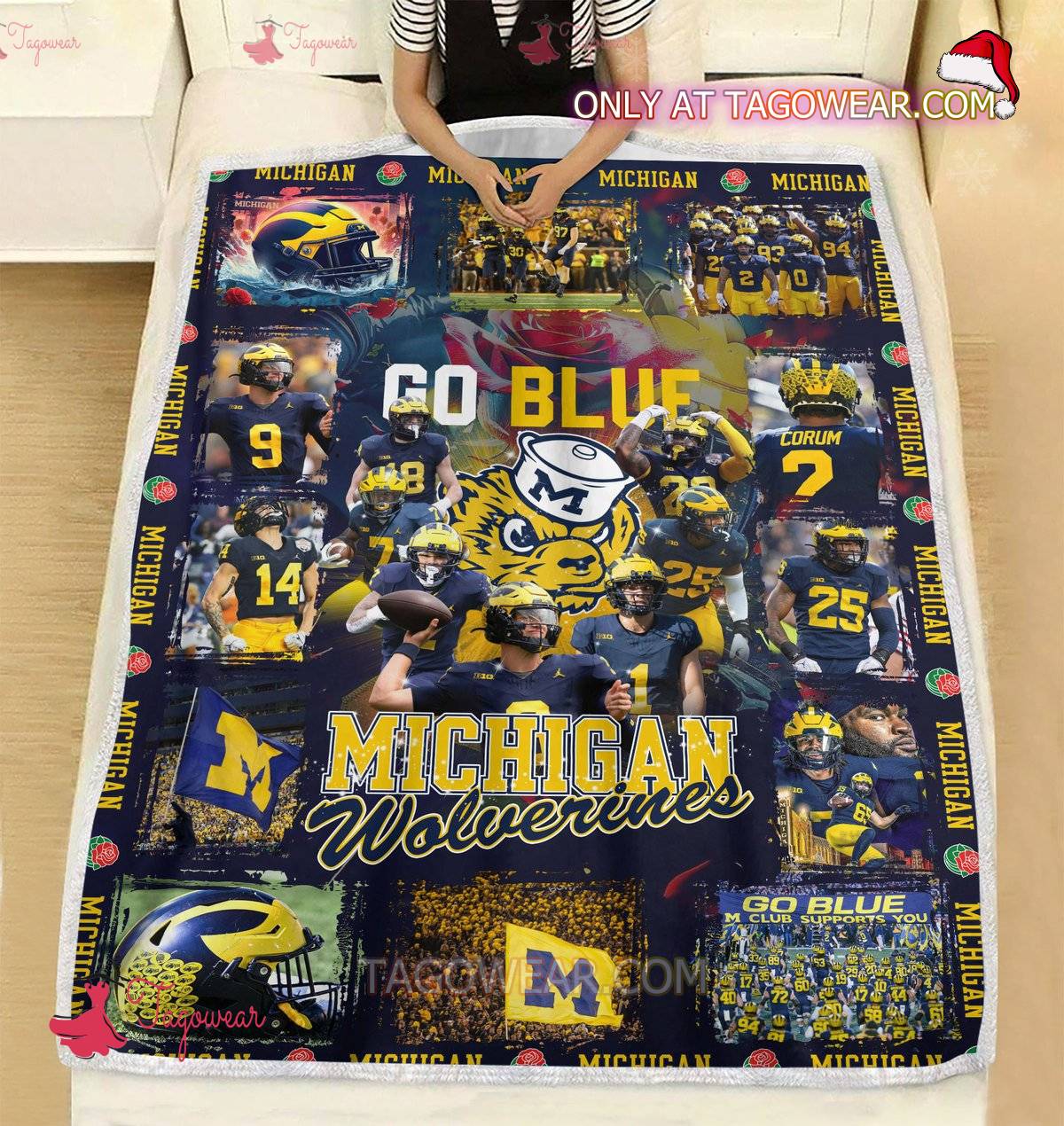 Michigan Wolverine Go Blue Blanket x