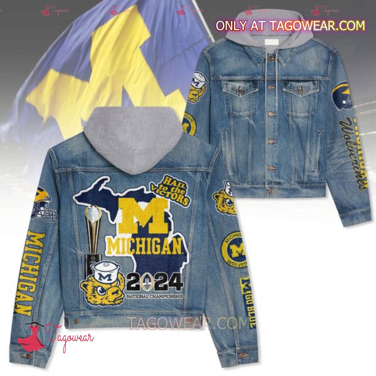 Michigan Wolverines 2024 National Championship Jean Hoodie Jacket 