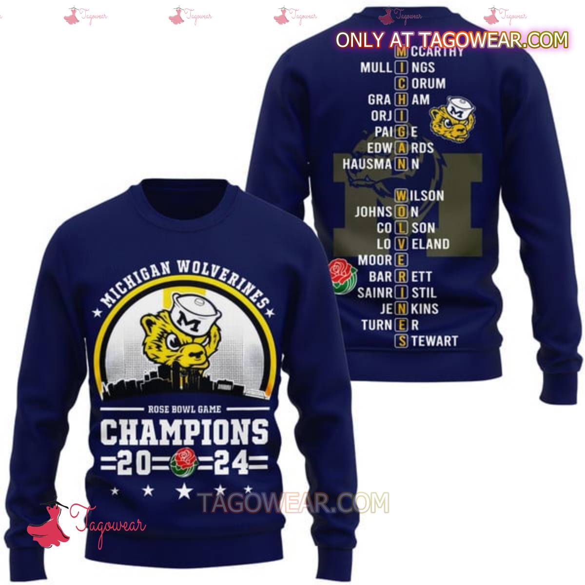 Michigan Wolverines Rose Bowl Game Champions 2024 Tshirt, Hoodie