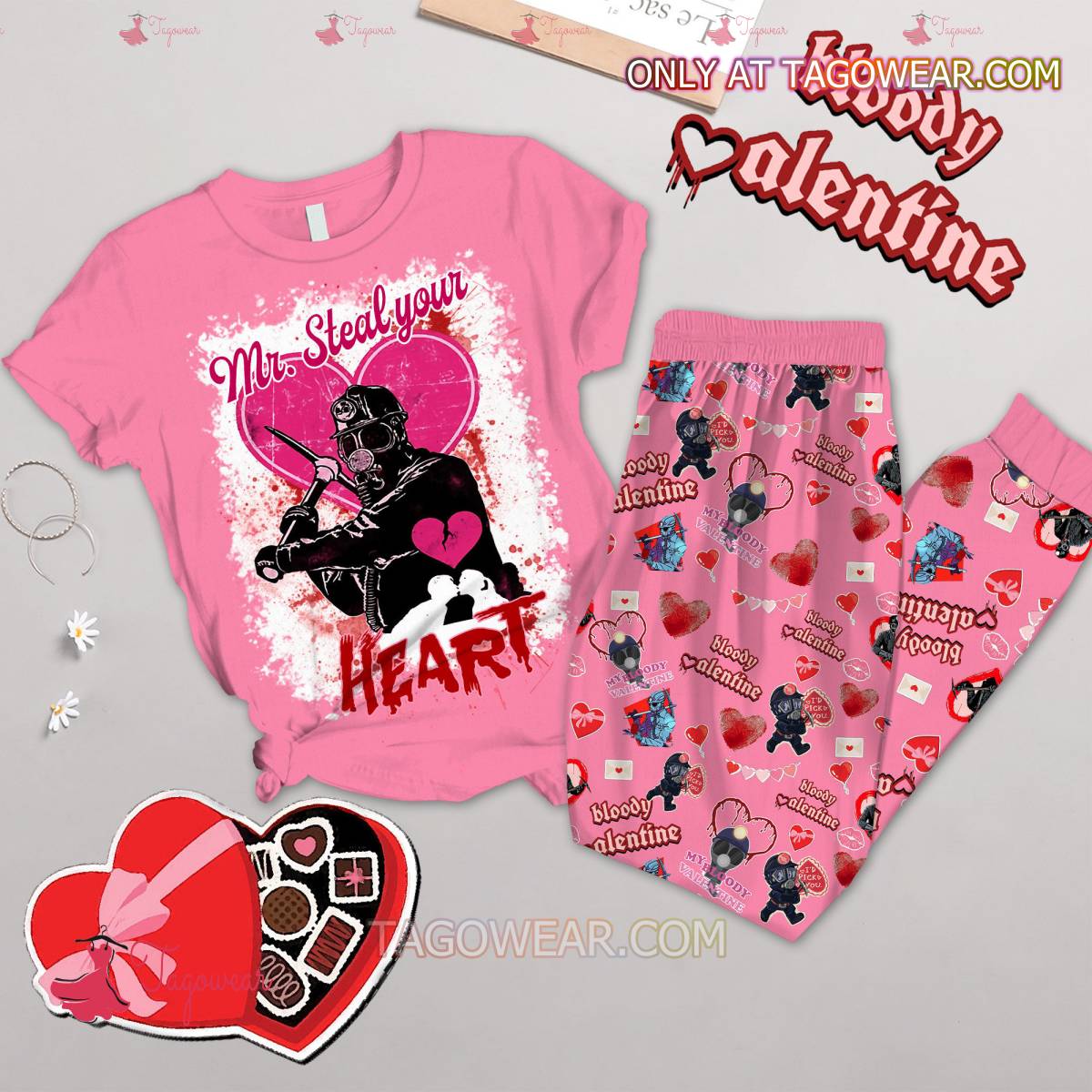 Mr. Steal Your Heart Bloody Valentine Pajamas Set