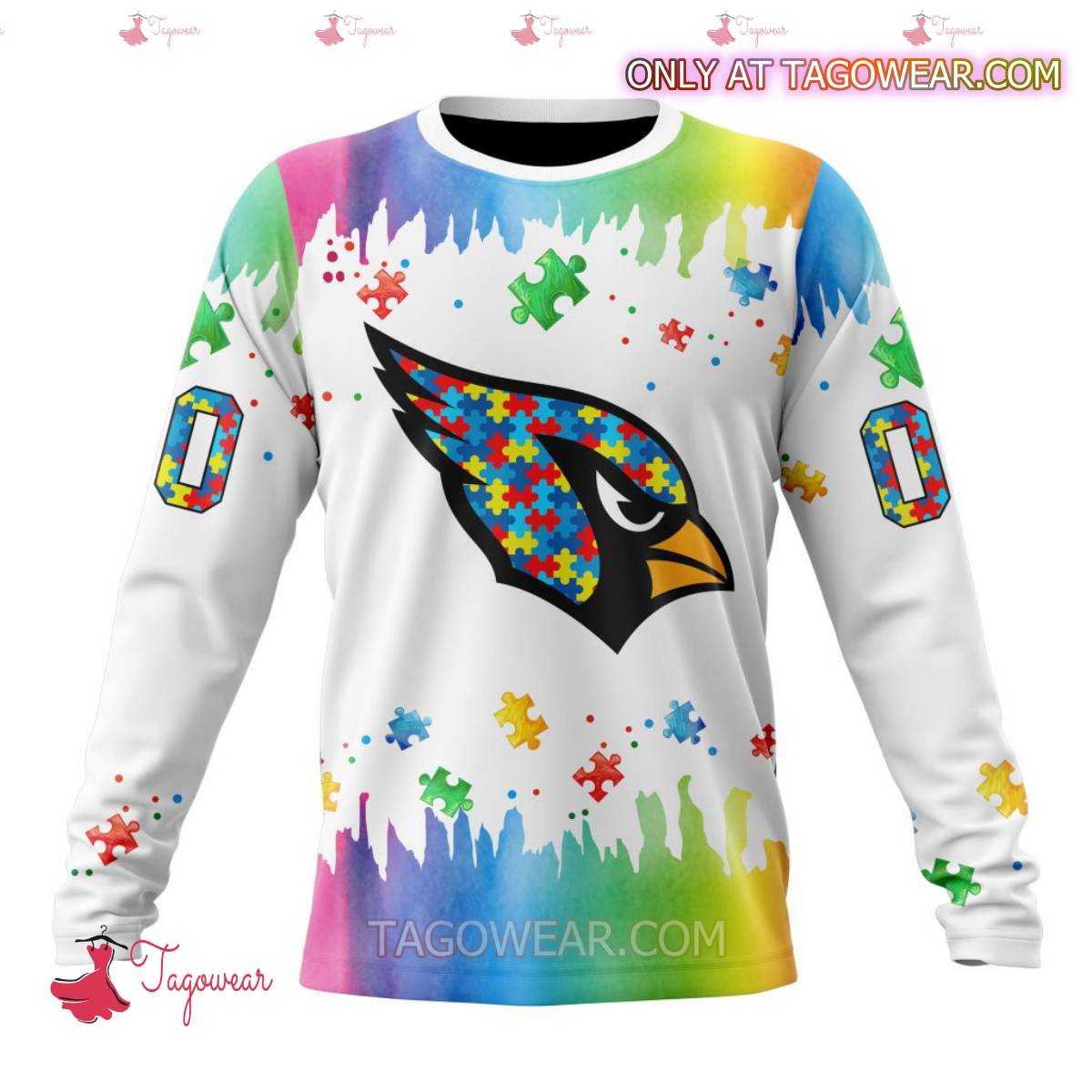 NFL Arizona Cardinals Autism Awareness Rainbow Splash Personalized T-shirt, Hoodie b