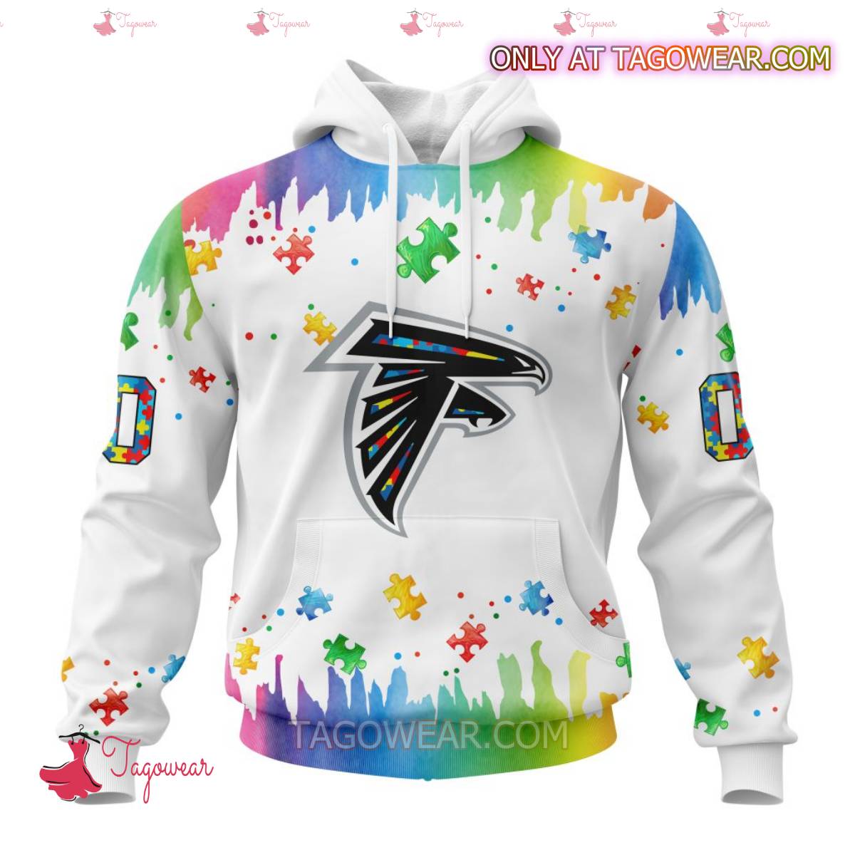 NFL Atlanta Falcons Autism Awareness Rainbow Splash Personalized T-shirt, Hoodie
