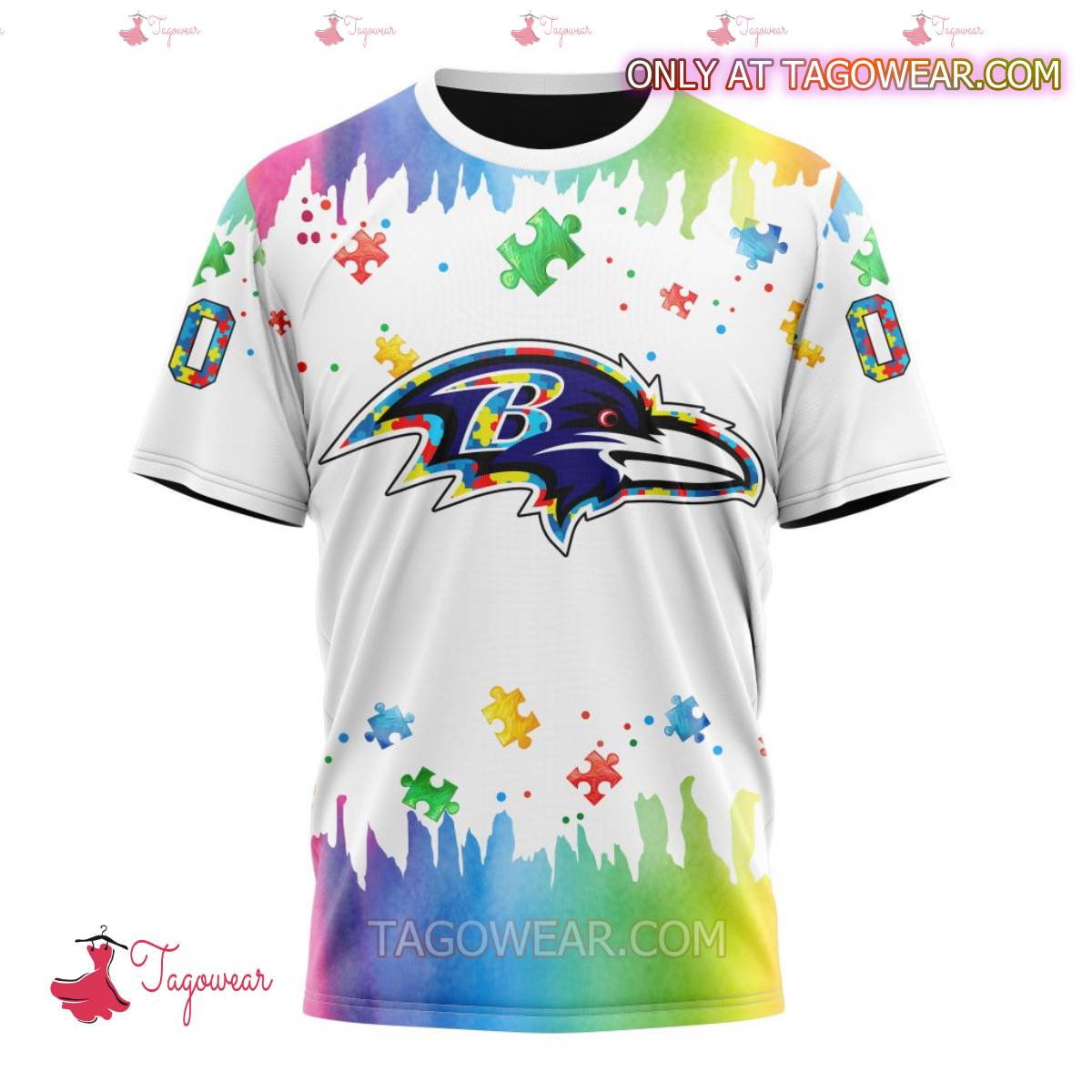 NFL Baltimore Ravens Autism Awareness Rainbow Splash Personalized T-shirt, Hoodie x