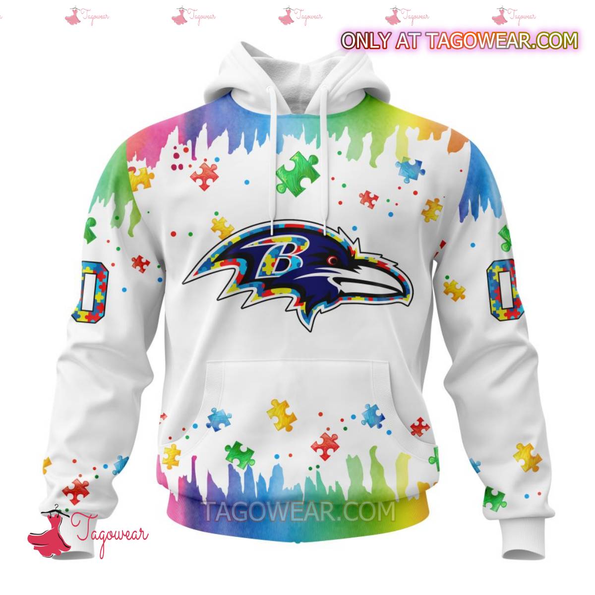 NFL Baltimore Ravens Autism Awareness Rainbow Splash Personalized T-shirt, Hoodie