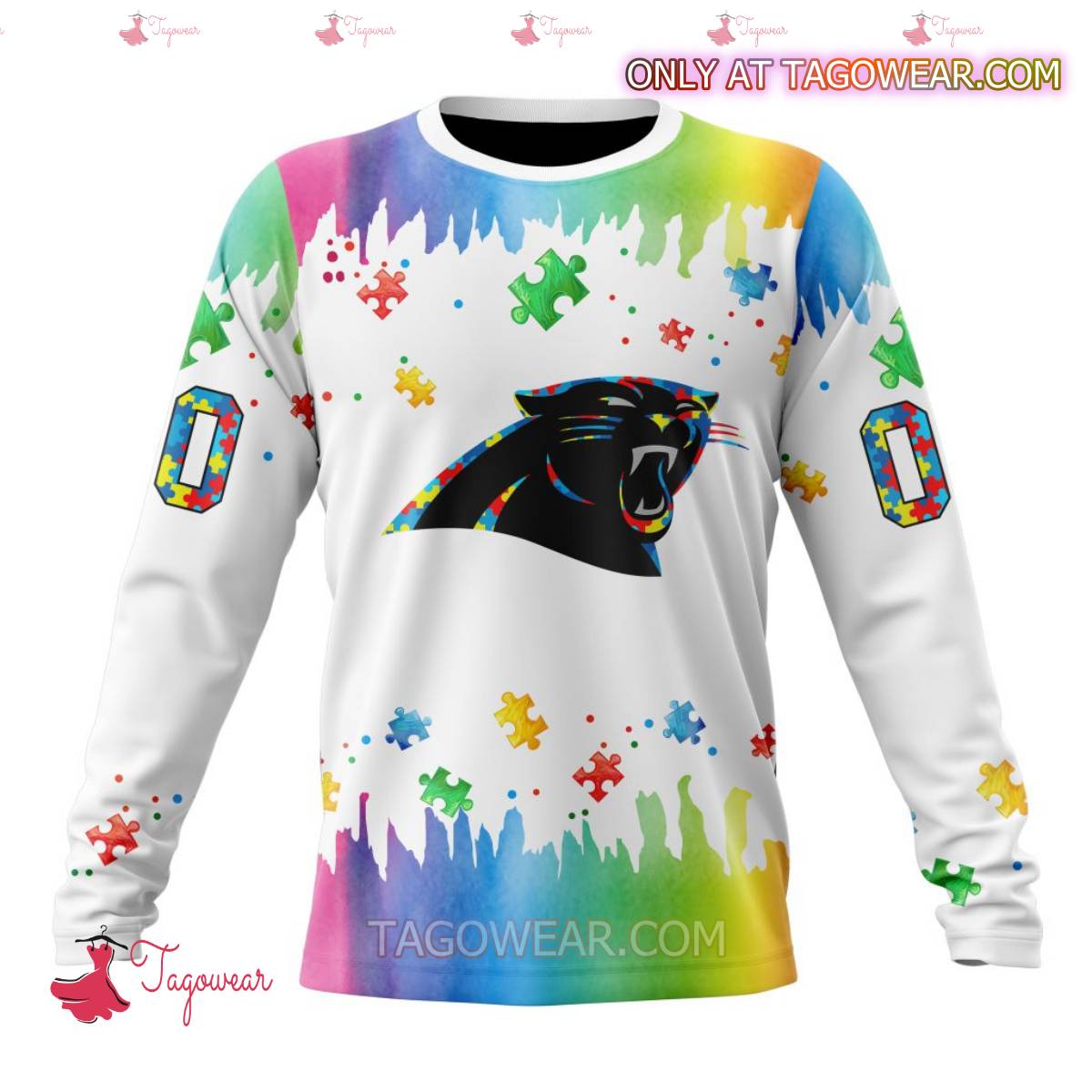 NFL Carolina Panthers Autism Awareness Rainbow Splash Personalized T-shirt, Hoodie b