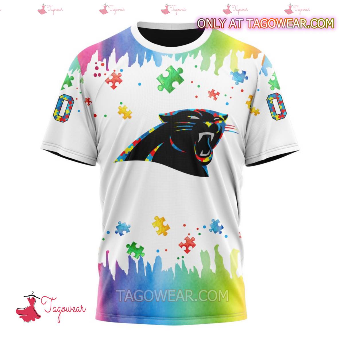 NFL Carolina Panthers Autism Awareness Rainbow Splash Personalized T-shirt, Hoodie x