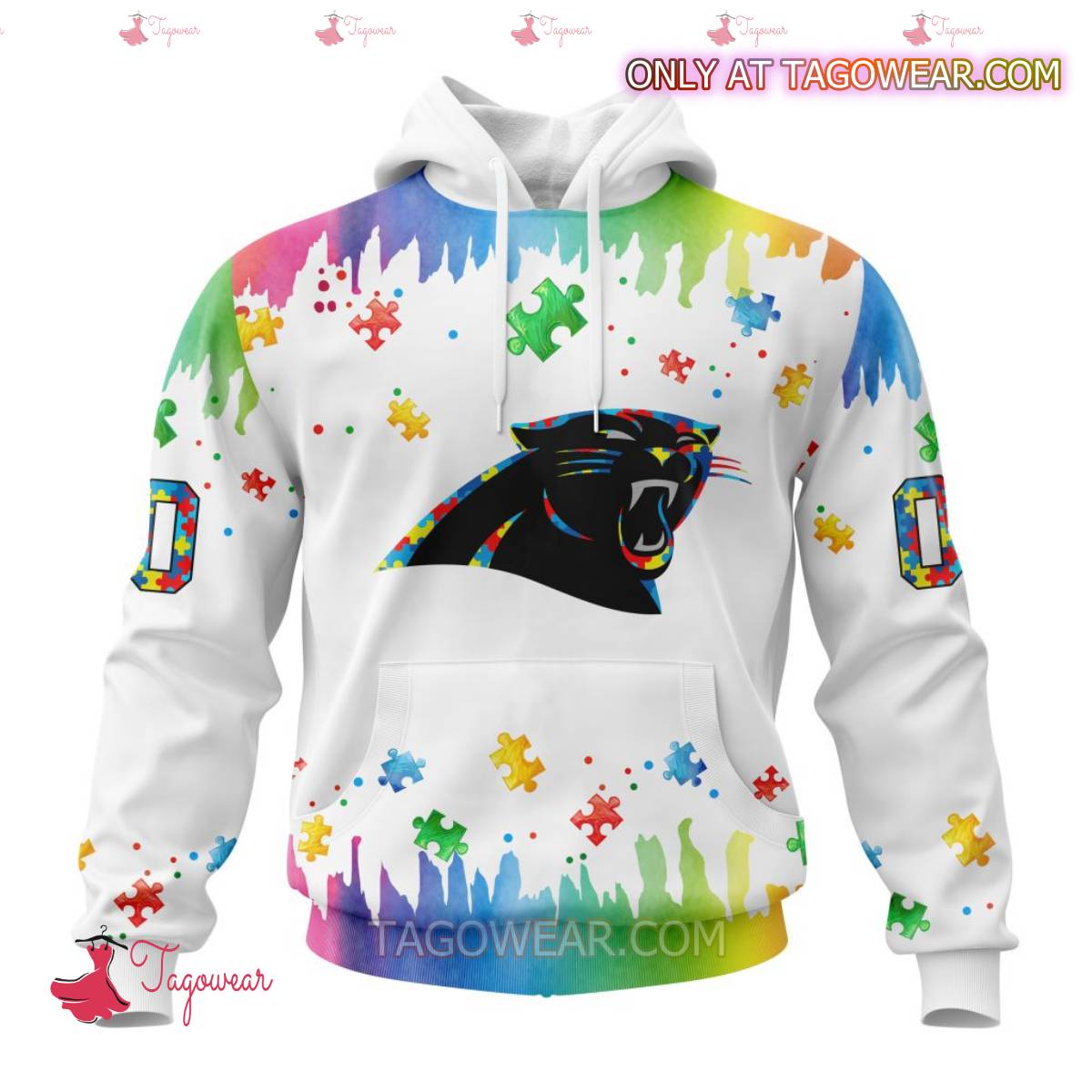 NFL Carolina Panthers Autism Awareness Rainbow Splash Personalized T-shirt, Hoodie