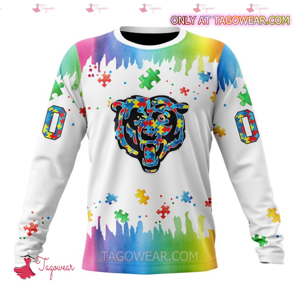 NFL Chicago Bears Autism Awareness Rainbow Splash Personalized T-shirt, Hoodie b