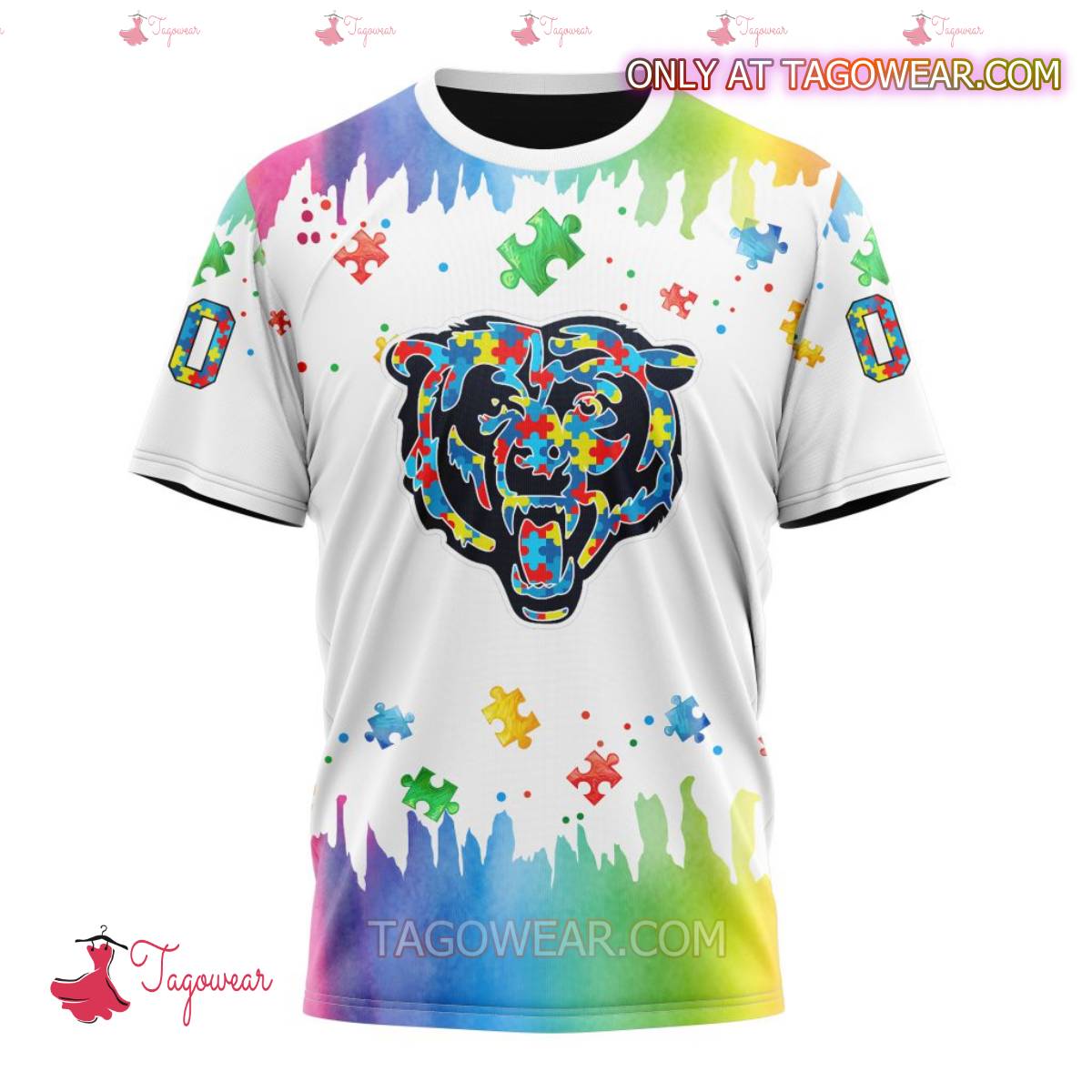 NFL Chicago Bears Autism Awareness Rainbow Splash Personalized T-shirt, Hoodie x