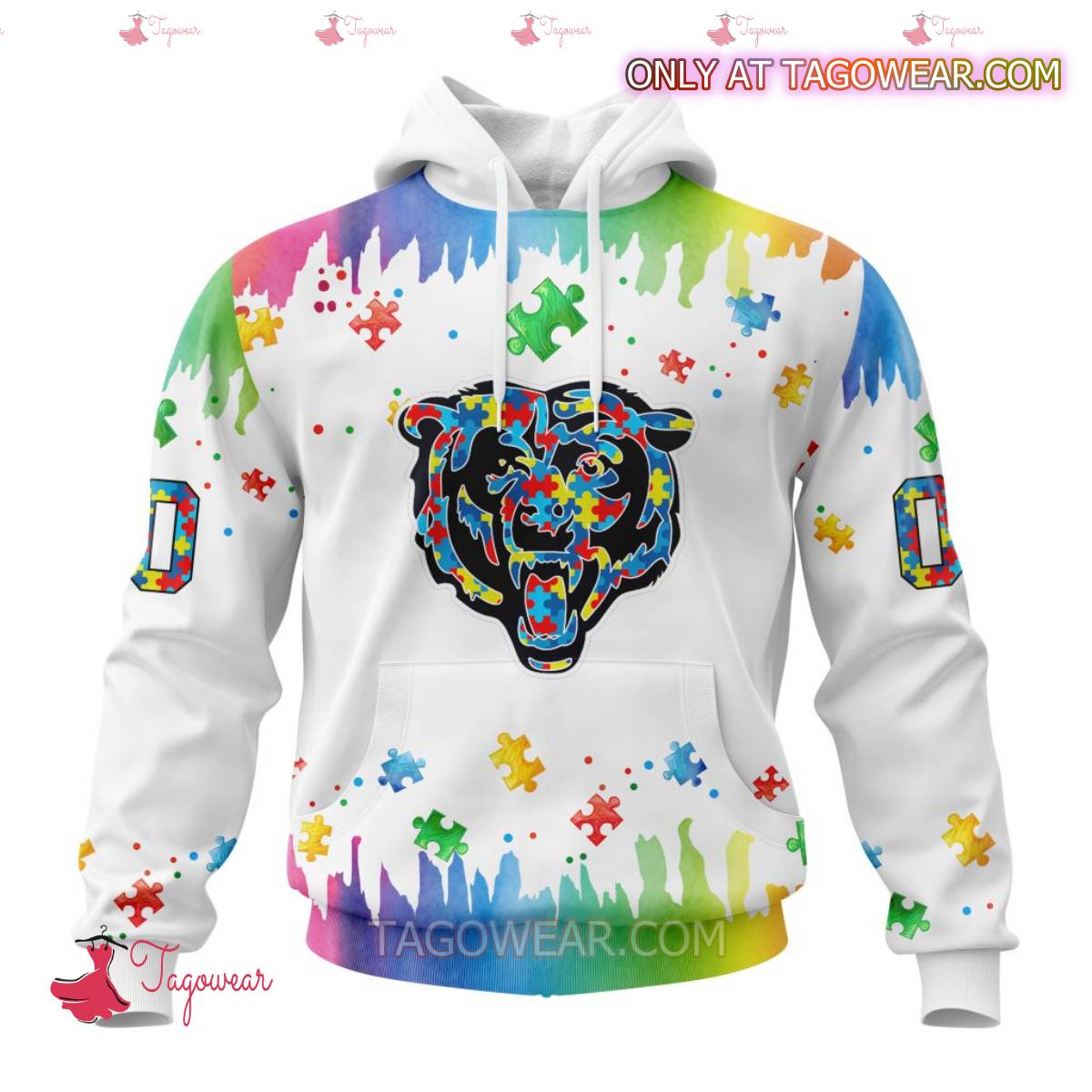 NFL Chicago Bears Autism Awareness Rainbow Splash Personalized T-shirt, Hoodie