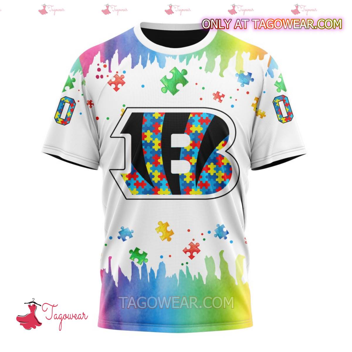 NFL Cincinnati Bengals Autism Awareness Rainbow Splash Personalized T-shirt, Hoodie x