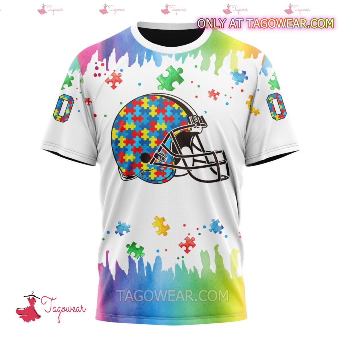 NFL Cleveland Browns Autism Awareness Rainbow Splash Personalized T-shirt, Hoodie x