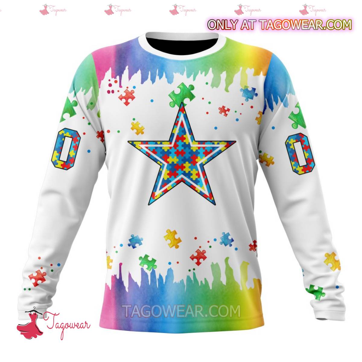NFL Dallas Cowboys Autism Awareness Rainbow Splash Personalized T-shirt, Hoodie b