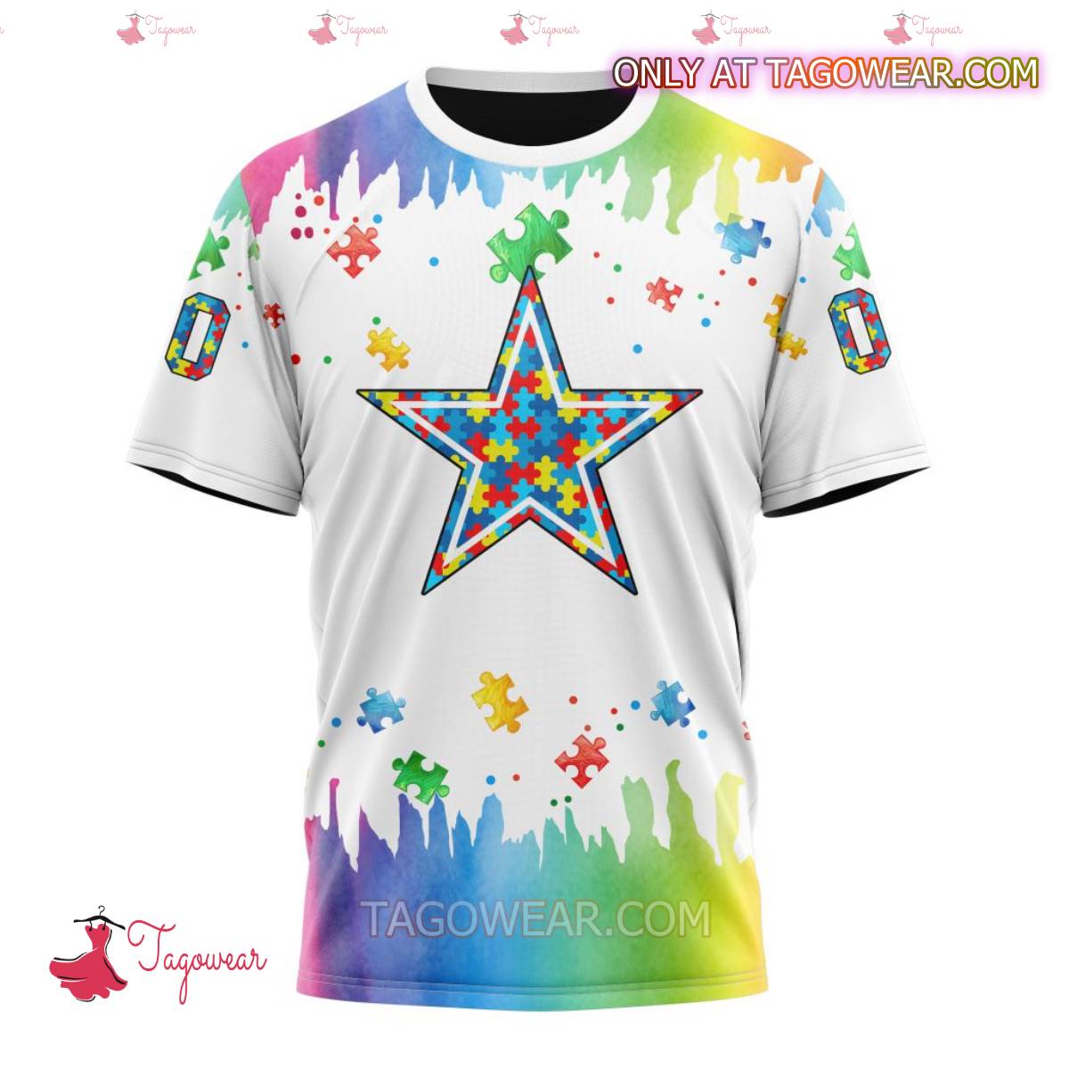 NFL Dallas Cowboys Autism Awareness Rainbow Splash Personalized T-shirt, Hoodie x