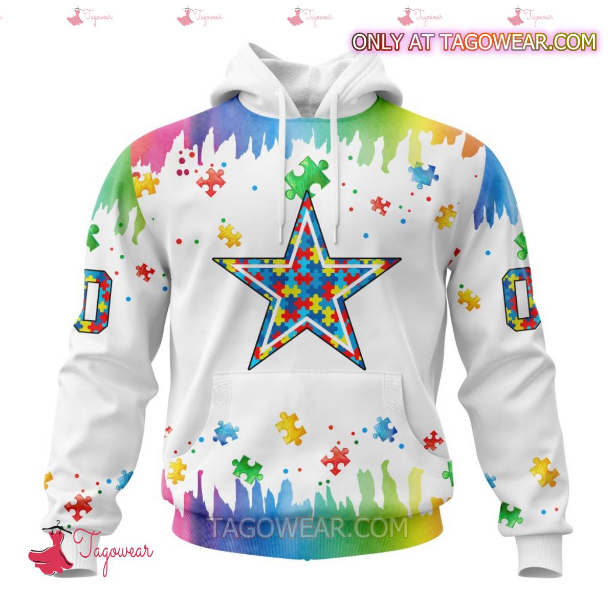 NFL Dallas Cowboys Autism Awareness Rainbow Splash Personalized T-shirt, Hoodie