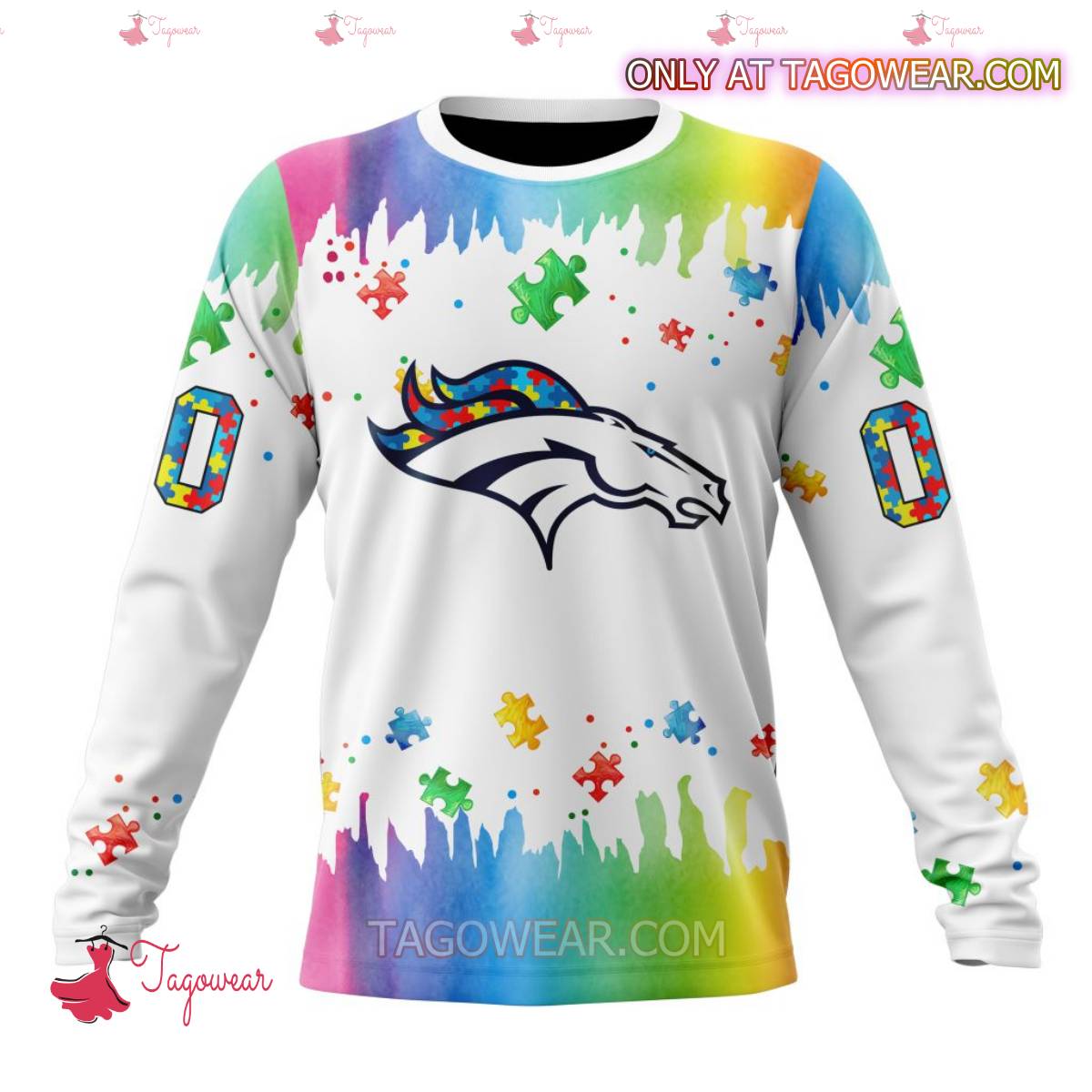 NFL Denver Broncos Autism Awareness Rainbow Splash Personalized T-shirt, Hoodie b