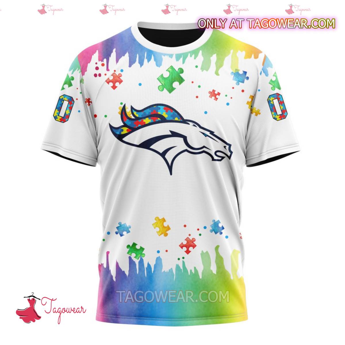 NFL Denver Broncos Autism Awareness Rainbow Splash Personalized T-shirt, Hoodie x