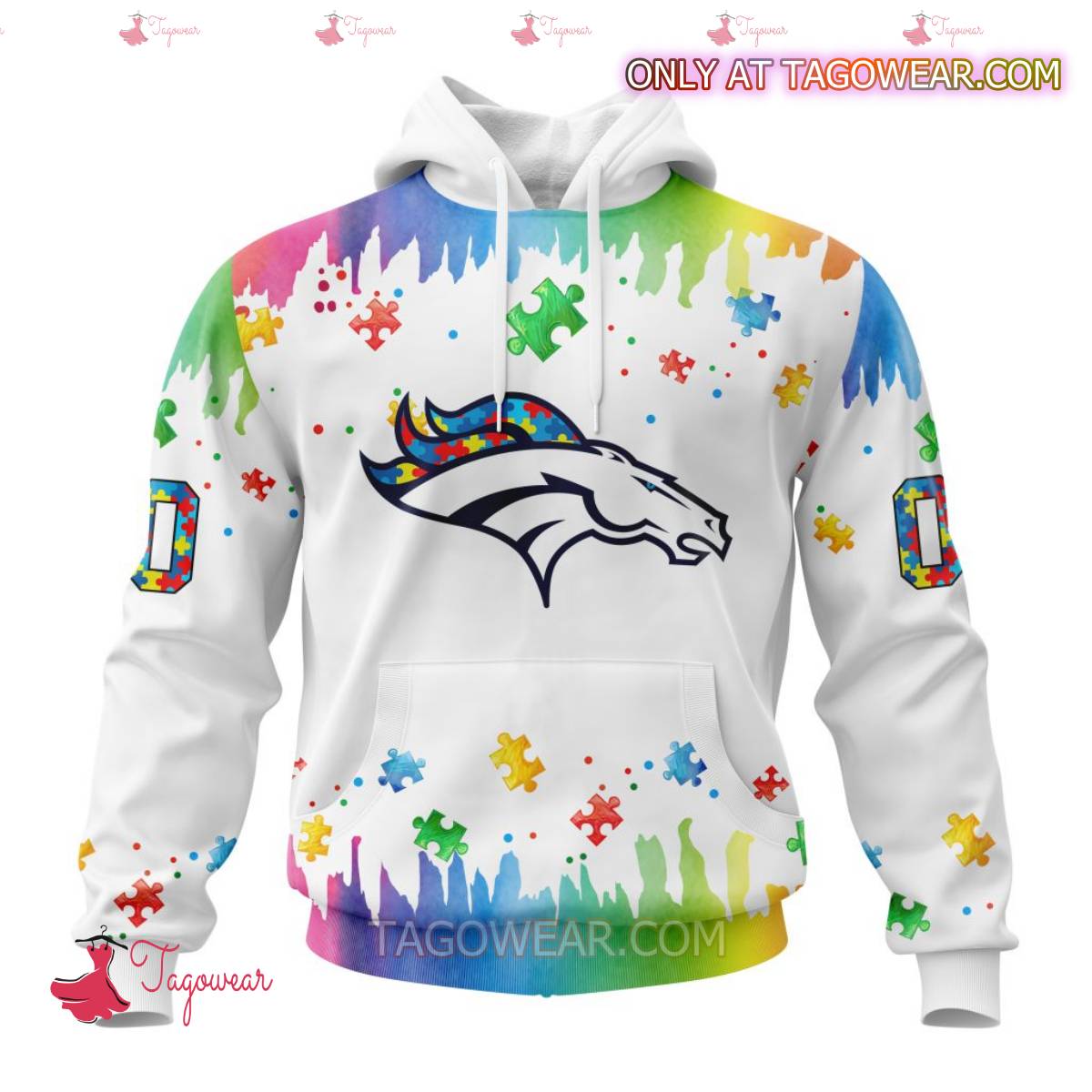 NFL Denver Broncos Autism Awareness Rainbow Splash Personalized T-shirt, Hoodie
