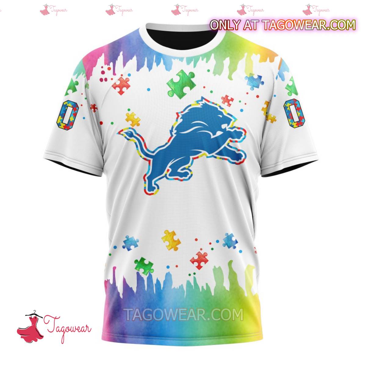 NFL Detroit Lions Autism Awareness Rainbow Splash Personalized T-shirt, Hoodie x