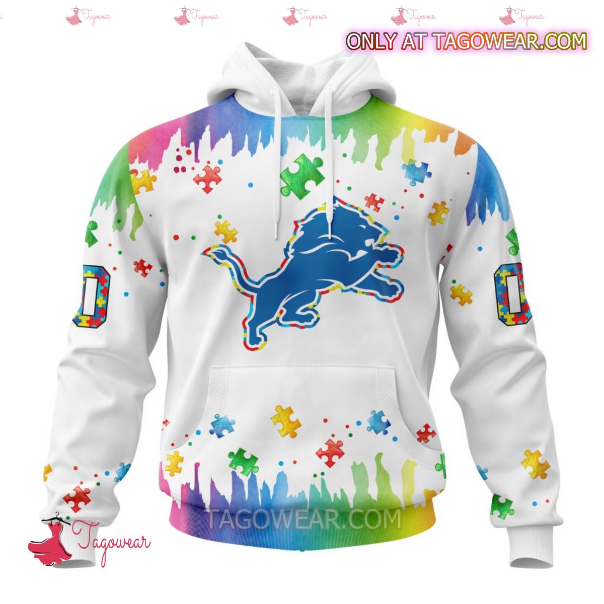 NFL Detroit Lions Autism Awareness Rainbow Splash Personalized T-shirt, Hoodie