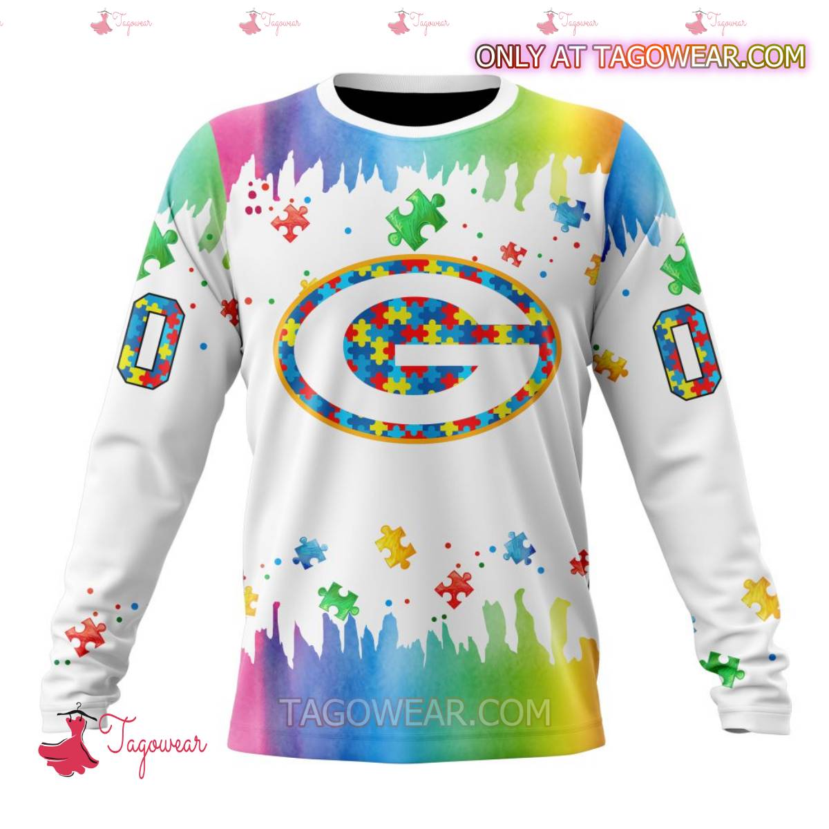 NFL Green Bay Packers Autism Awareness Rainbow Splash Personalized T-shirt, Hoodie b