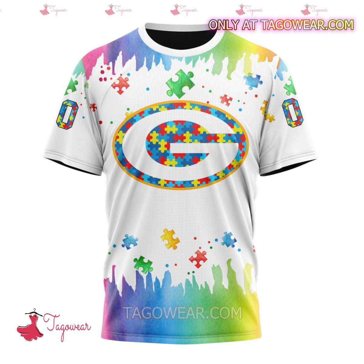 NFL Green Bay Packers Autism Awareness Rainbow Splash Personalized T-shirt, Hoodie x