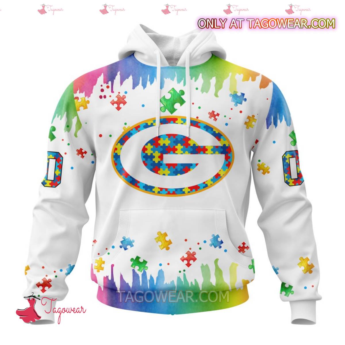 NFL Green Bay Packers Autism Awareness Rainbow Splash Personalized T-shirt, Hoodie