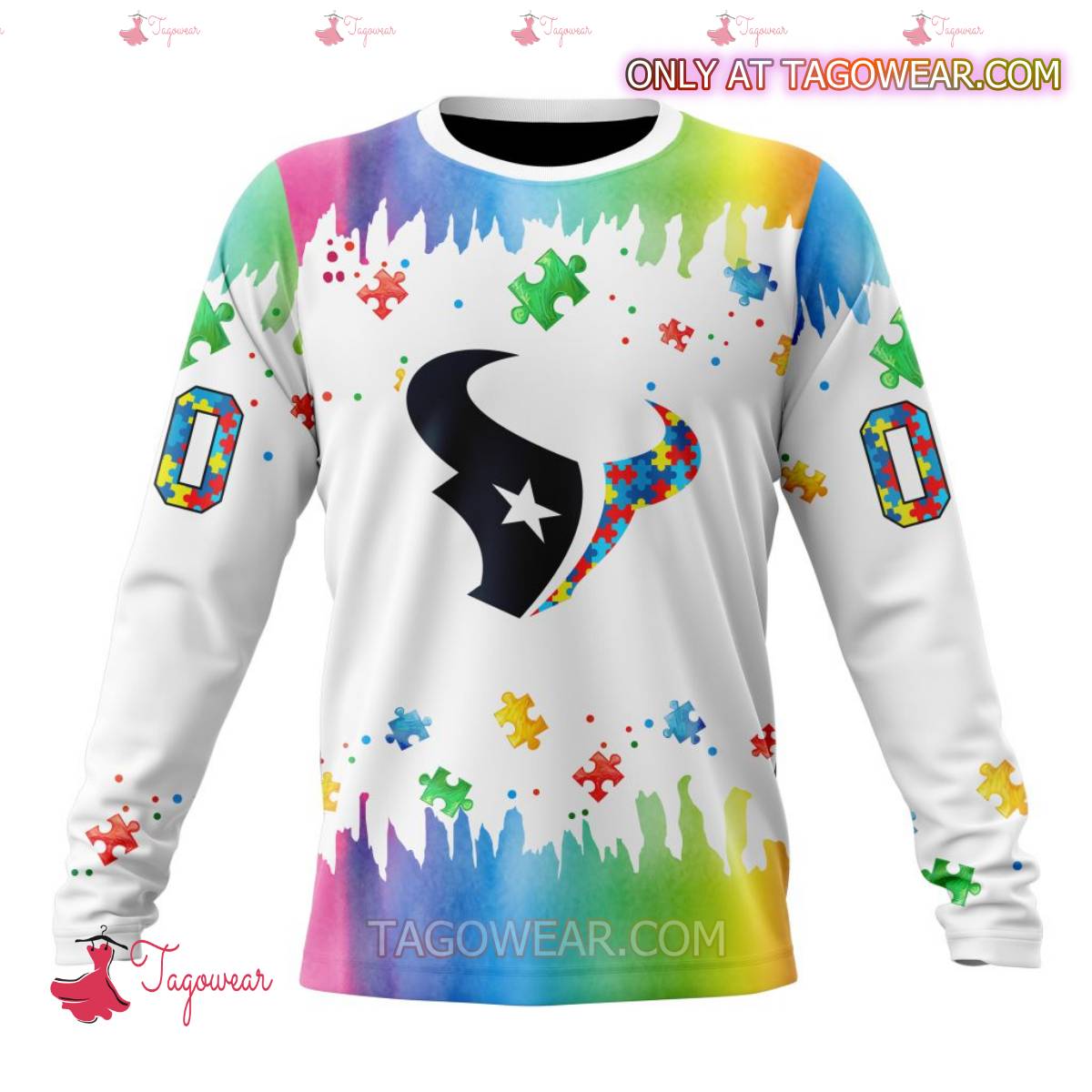 NFL Houston Texans Autism Awareness Rainbow Splash Personalized T-shirt, Hoodie b