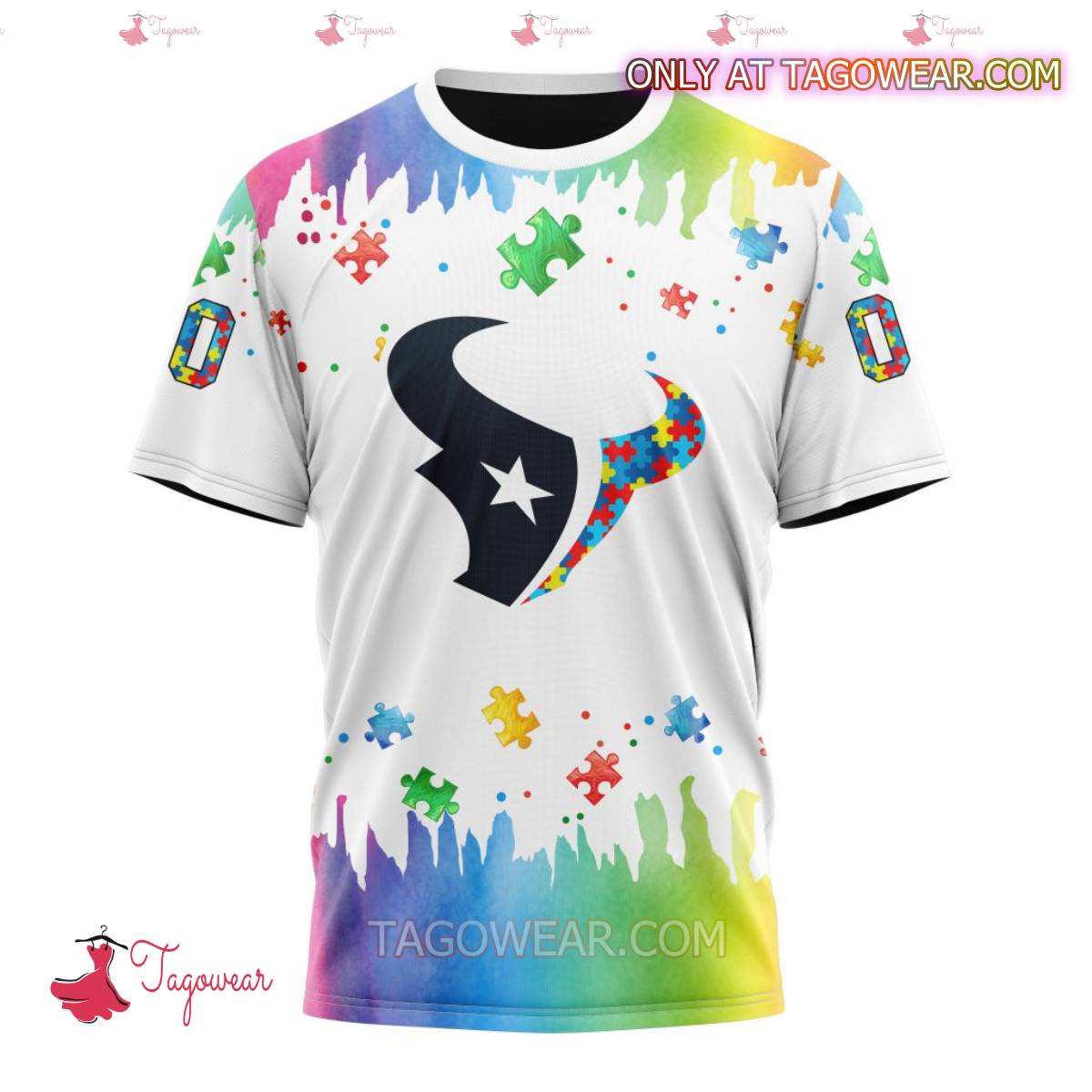 NFL Houston Texans Autism Awareness Rainbow Splash Personalized T-shirt, Hoodie x