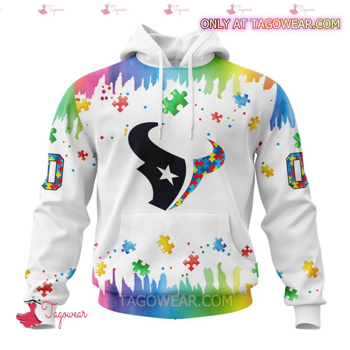 NFL Houston Texans Autism Awareness Rainbow Splash Personalized T-shirt, Hoodie
