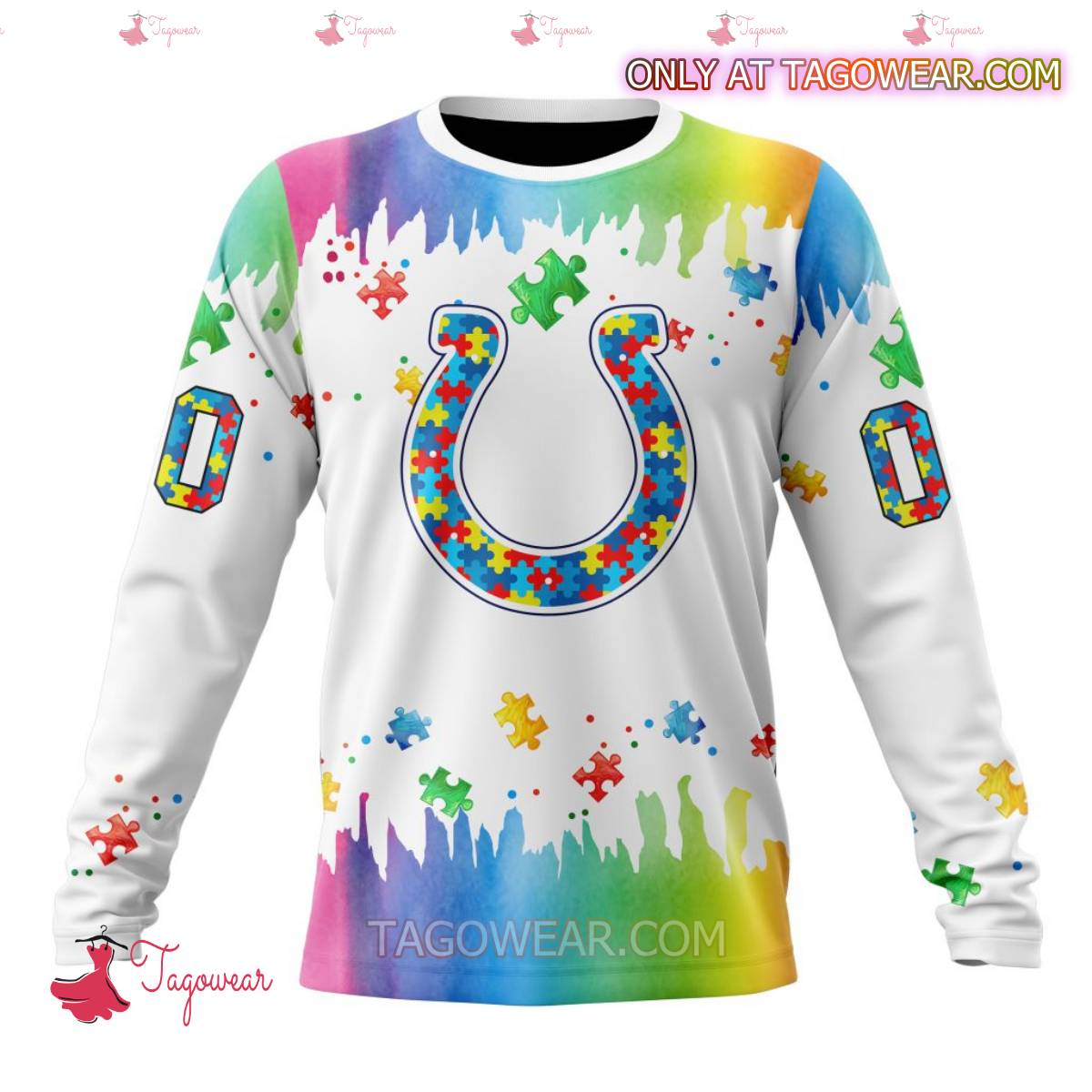 NFL Indianapolis Colts Autism Awareness Rainbow Splash Personalized T-shirt, Hoodie b