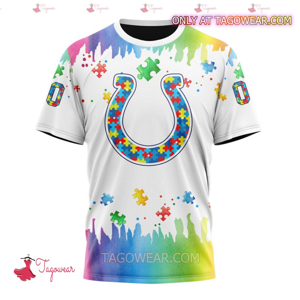 NFL Indianapolis Colts Autism Awareness Rainbow Splash Personalized T-shirt, Hoodie x