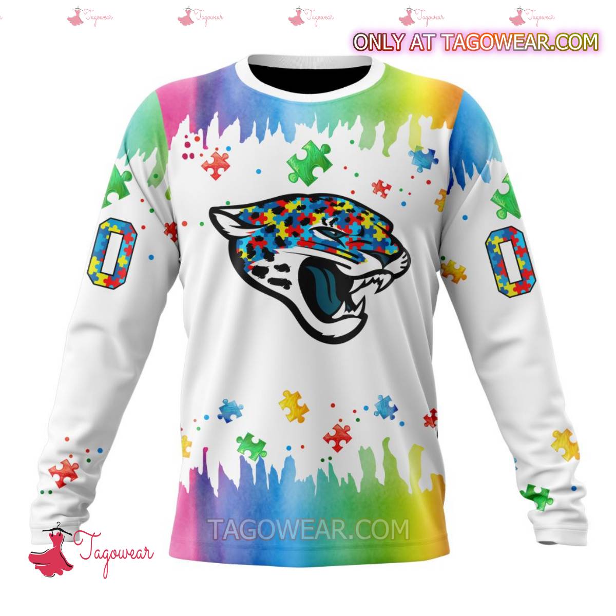 NFL Jacksonville Jaguars Autism Awareness Rainbow Splash Personalized T-shirt, Hoodie b