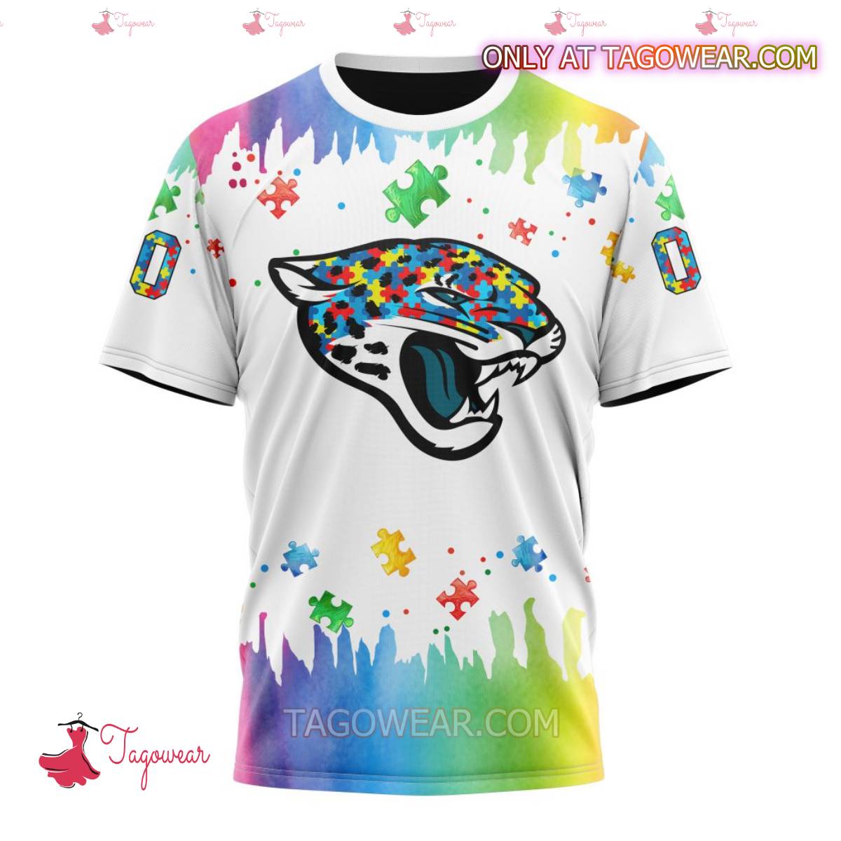 NFL Jacksonville Jaguars Autism Awareness Rainbow Splash Personalized T-shirt, Hoodie x