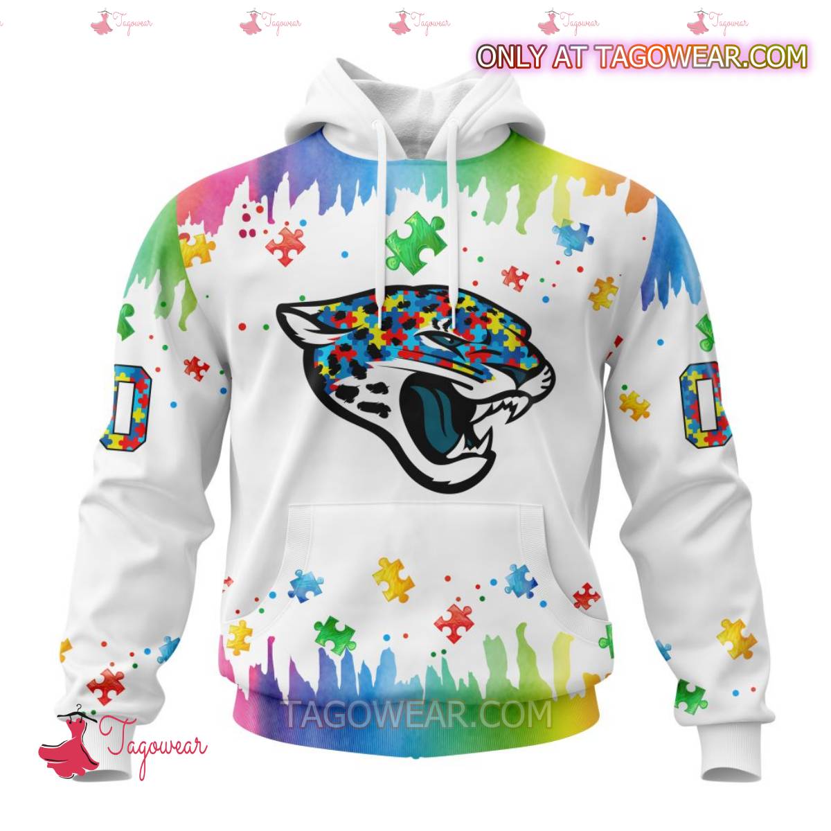 NFL Jacksonville Jaguars Autism Awareness Rainbow Splash Personalized T-shirt, Hoodie