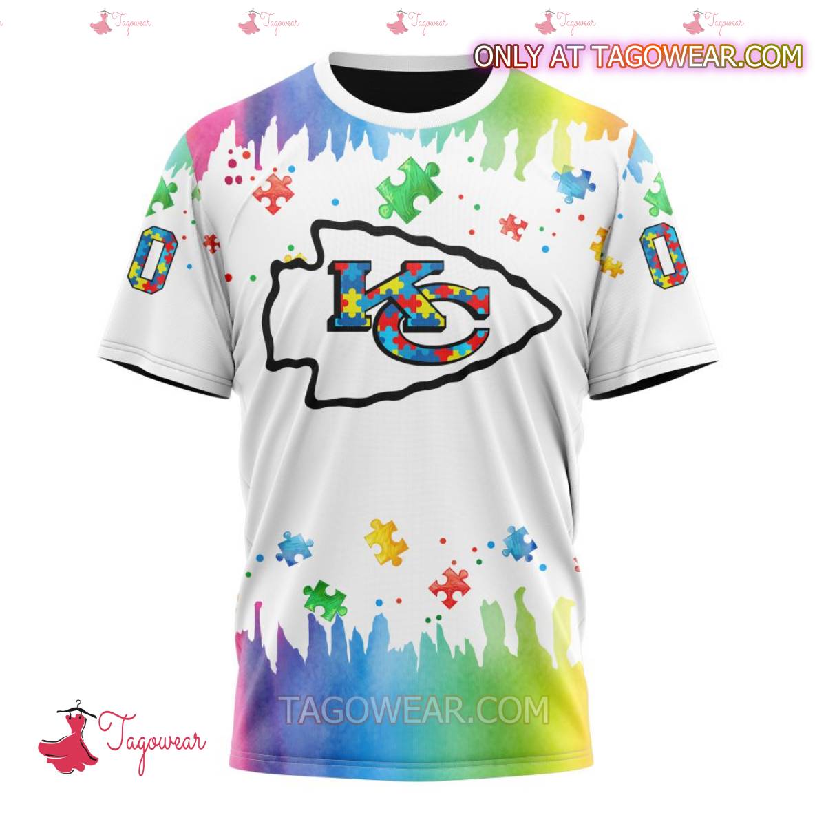 NFL Kansas City Chiefs Autism Awareness Rainbow Splash Personalized T-shirt, Hoodie x