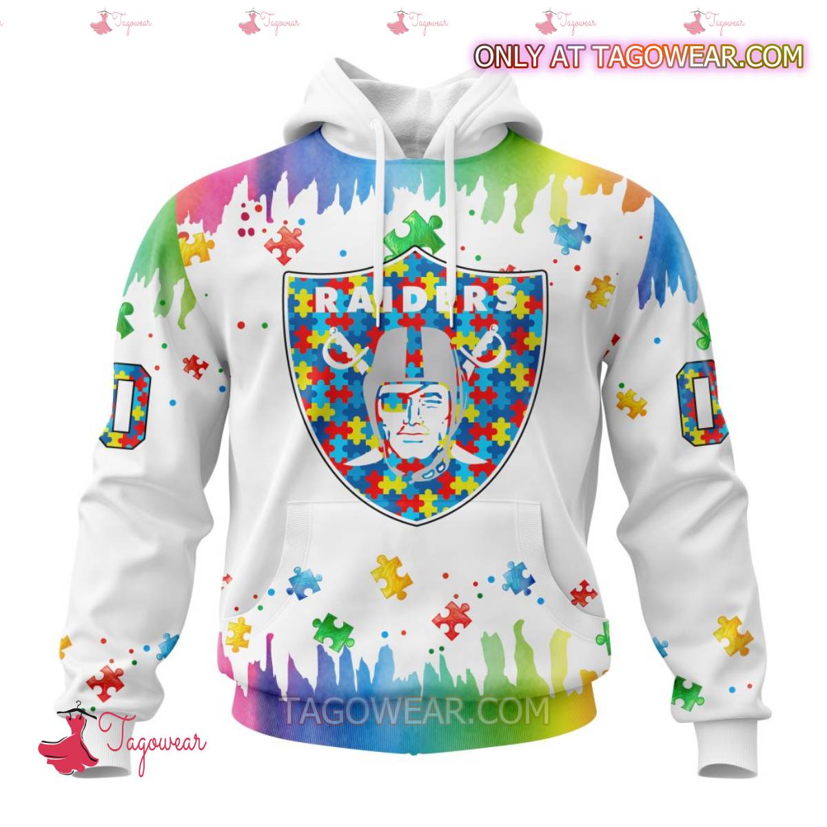 NFL Las Vegas Raiders Autism Awareness Rainbow Splash Personalized T-shirt, Hoodie