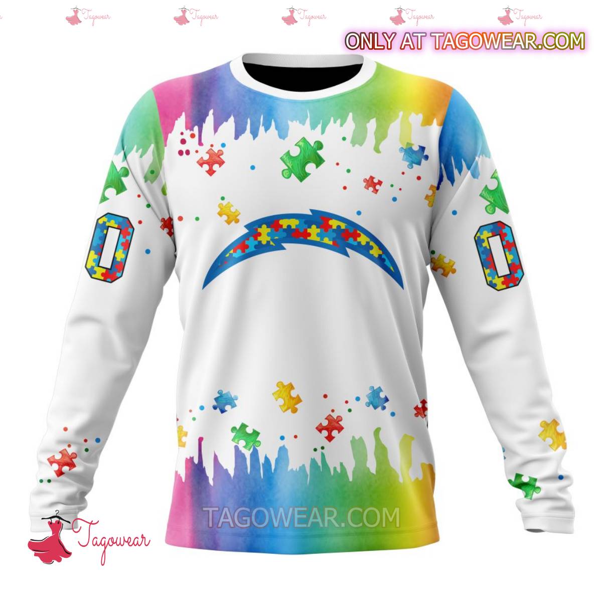NFL Los Angeles Chargers Autism Awareness Rainbow Splash Personalized T-shirt, Hoodie b