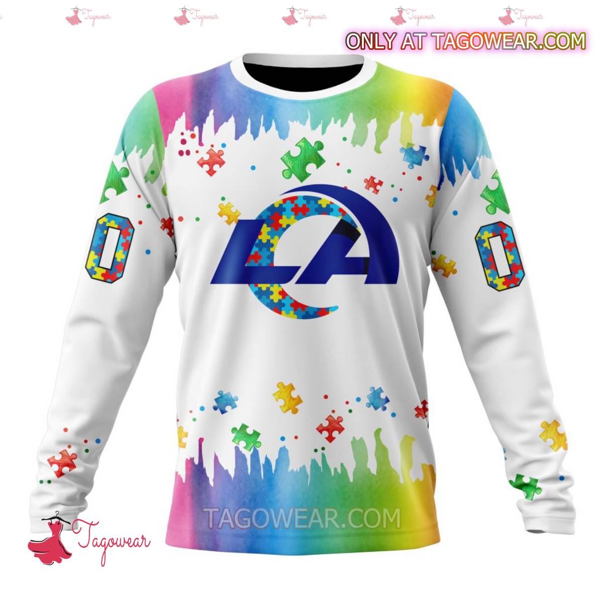 NFL Los Angeles Rams Autism Awareness Rainbow Splash Personalized T-shirt, Hoodie b
