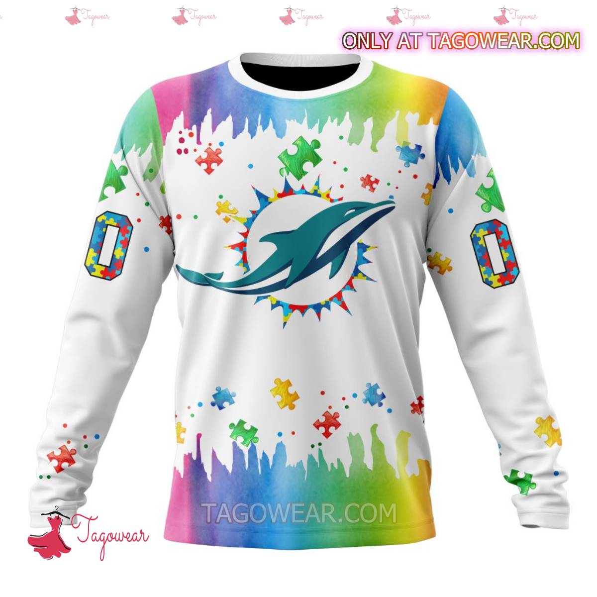 NFL Miami Dolphins Autism Awareness Rainbow Splash Personalized T-shirt, Hoodie b