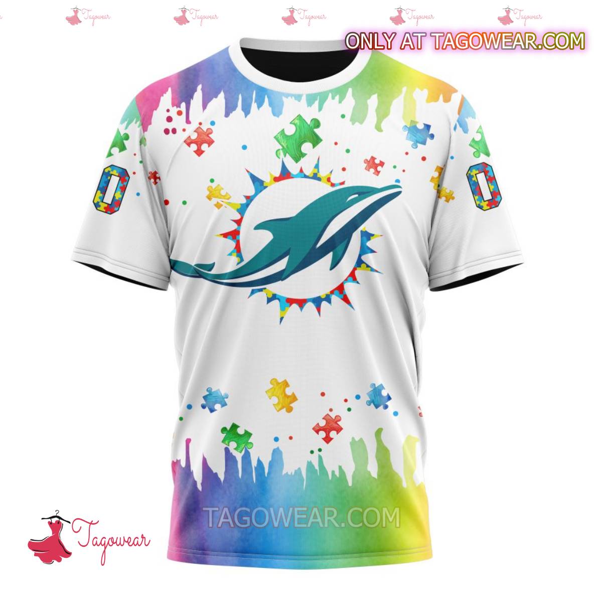 NFL Miami Dolphins Autism Awareness Rainbow Splash Personalized T-shirt, Hoodie x