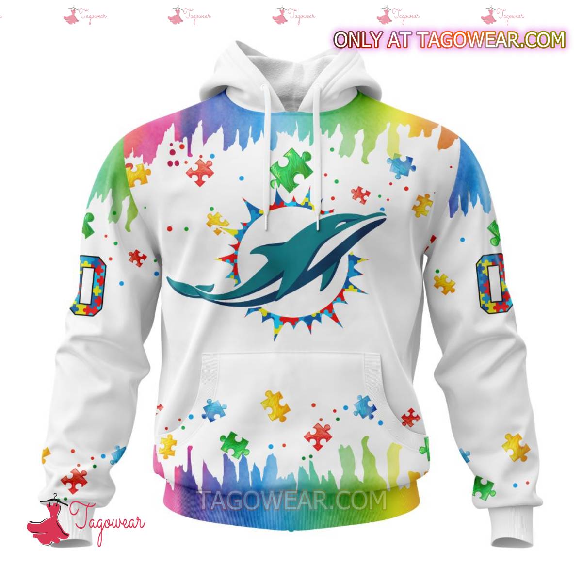 NFL Miami Dolphins Autism Awareness Rainbow Splash Personalized T-shirt, Hoodie