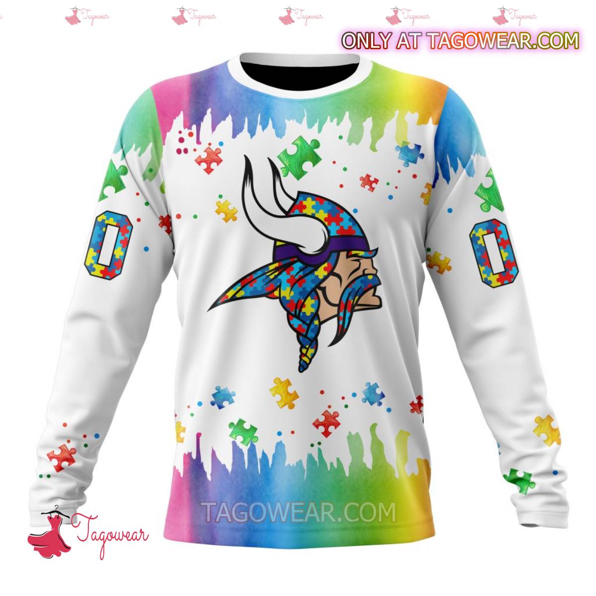 NFL Minnesota Vikings Autism Awareness Rainbow Splash Personalized T-shirt, Hoodie b