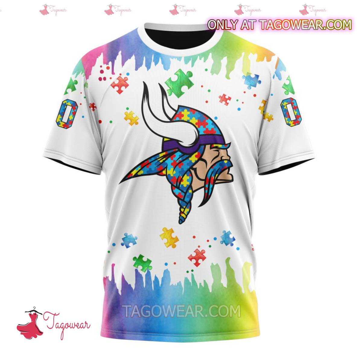 NFL Minnesota Vikings Autism Awareness Rainbow Splash Personalized T-shirt, Hoodie x