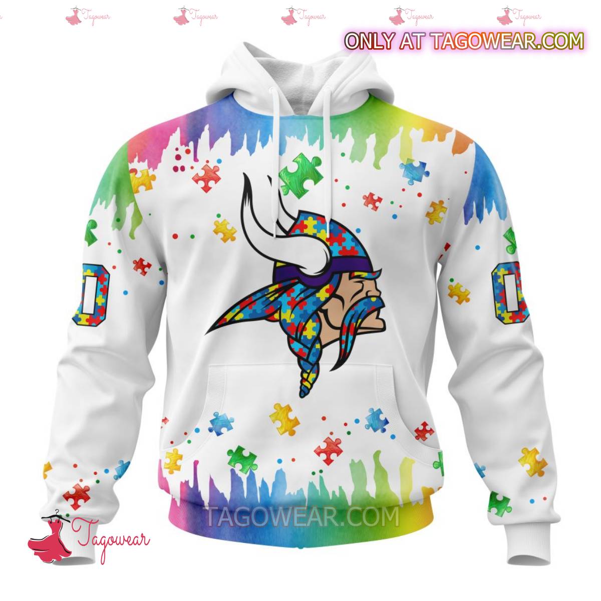 NFL Minnesota Vikings Autism Awareness Rainbow Splash Personalized T-shirt, Hoodie
