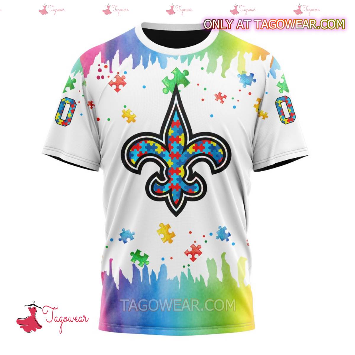 NFL New Orleans Saints Autism Awareness Rainbow Splash Personalized T-shirt, Hoodie x