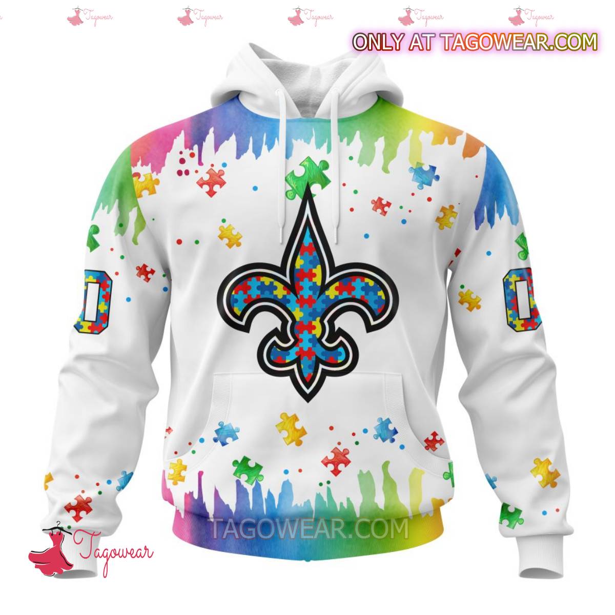 NFL New Orleans Saints Autism Awareness Rainbow Splash Personalized T-shirt, Hoodie