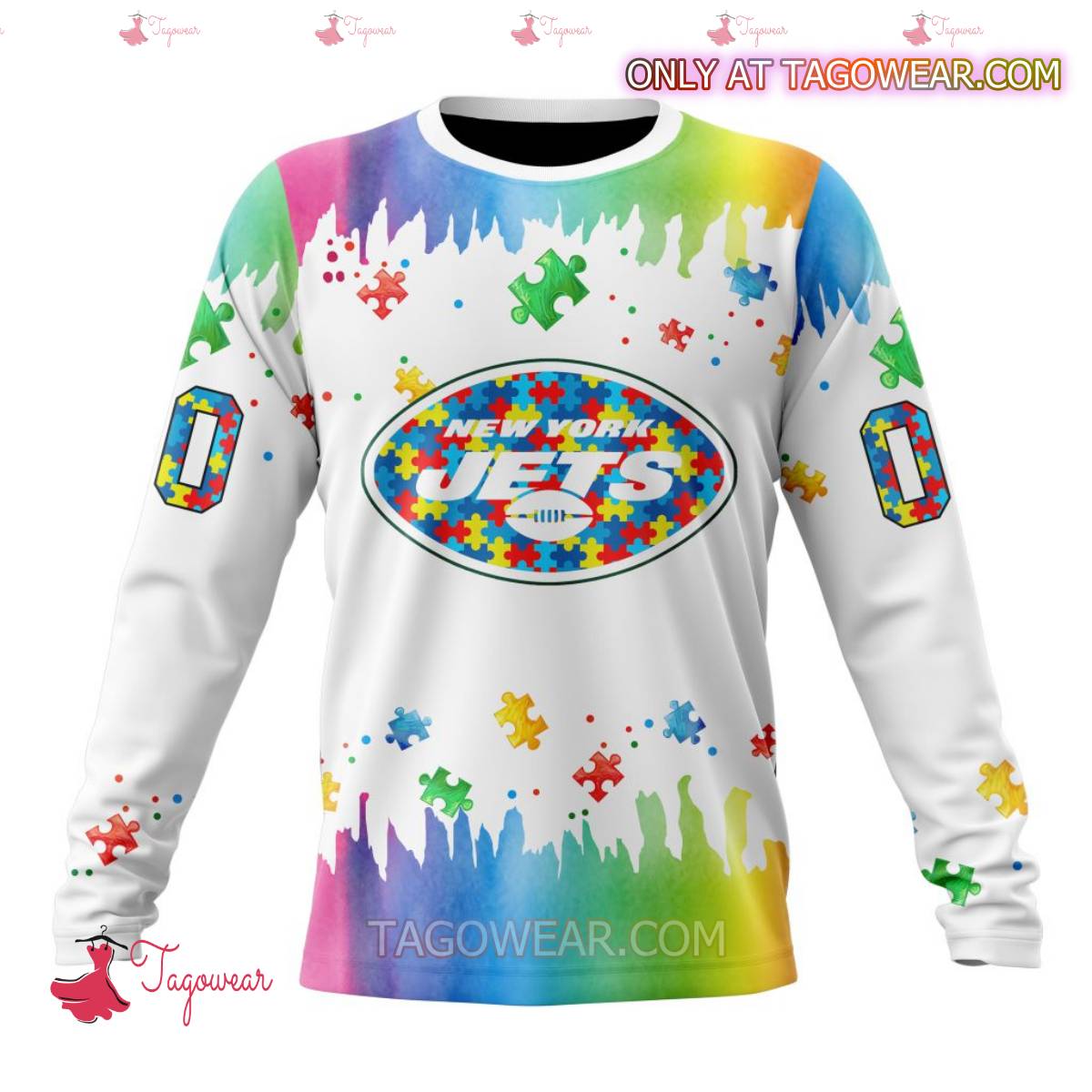 NFL New York Jets Autism Awareness Rainbow Splash Personalized T-shirt, Hoodie b