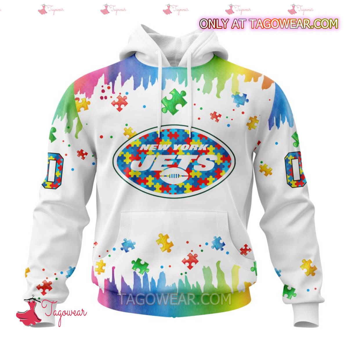 NFL New York Jets Autism Awareness Rainbow Splash Personalized T-shirt, Hoodie