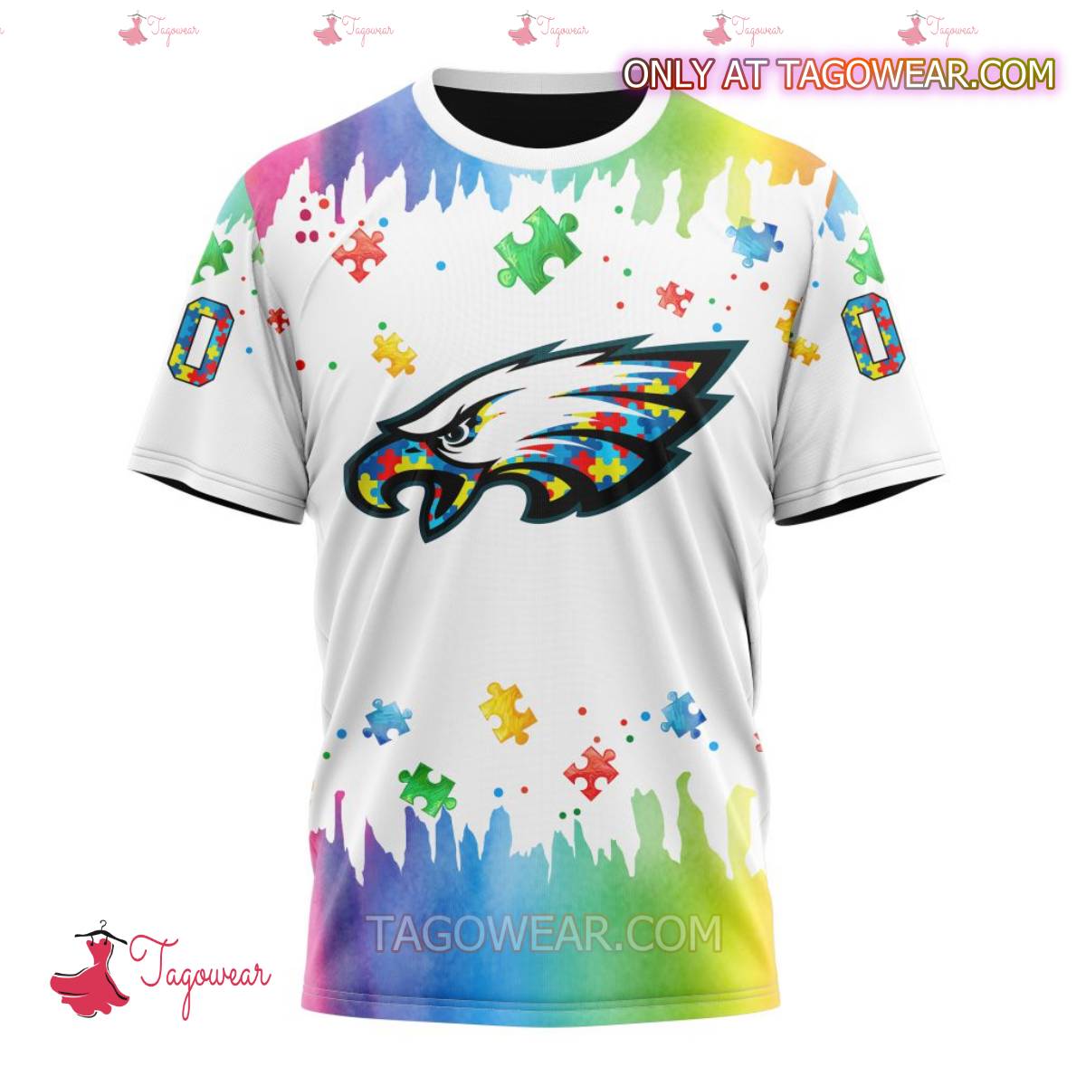 NFL Philadelphia Eagles Autism Awareness Rainbow Splash Personalized T-shirt, Hoodie x